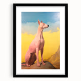 Maximalist Wall Art – Regal Dog Portrait Against Vibrant Sky and Landscape
