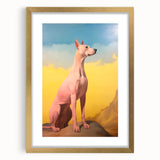 Maximalist Wall Art – Regal Dog Portrait Against Vibrant Sky and Landscape