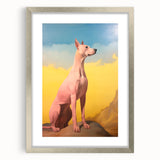 Maximalist Wall Art – Regal Dog Portrait Against Vibrant Sky and Landscape