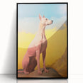Maximalist Wall Art – Regal Dog Portrait Against Vibrant Sky and Landscape