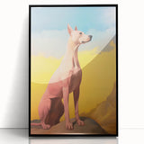 Maximalist Wall Art – Regal Dog Portrait Against Vibrant Sky and Landscape