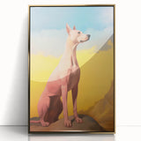 Maximalist Wall Art – Regal Dog Portrait Against Vibrant Sky and Landscape