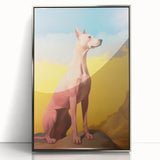 Maximalist Wall Art – Regal Dog Portrait Against Vibrant Sky and Landscape