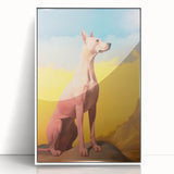 Maximalist Wall Art – Regal Dog Portrait Against Vibrant Sky and Landscape