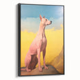 Maximalist Wall Art – Regal Dog Portrait Against Vibrant Sky and Landscape
