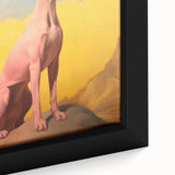 Maximalist Wall Art – Regal Dog Portrait Against Vibrant Sky and Landscape