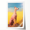 Maximalist Wall Art – Regal Dog Portrait Against Vibrant Sky and Landscape