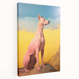 Maximalist Wall Art – Regal Dog Portrait Against Vibrant Sky and Landscape