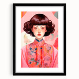 Maximalist Wall Art – Bold Portrait of Woman in Floral-Patterned Attire