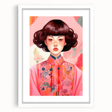 Maximalist Wall Art – Bold Portrait of Woman in Floral-Patterned Attire