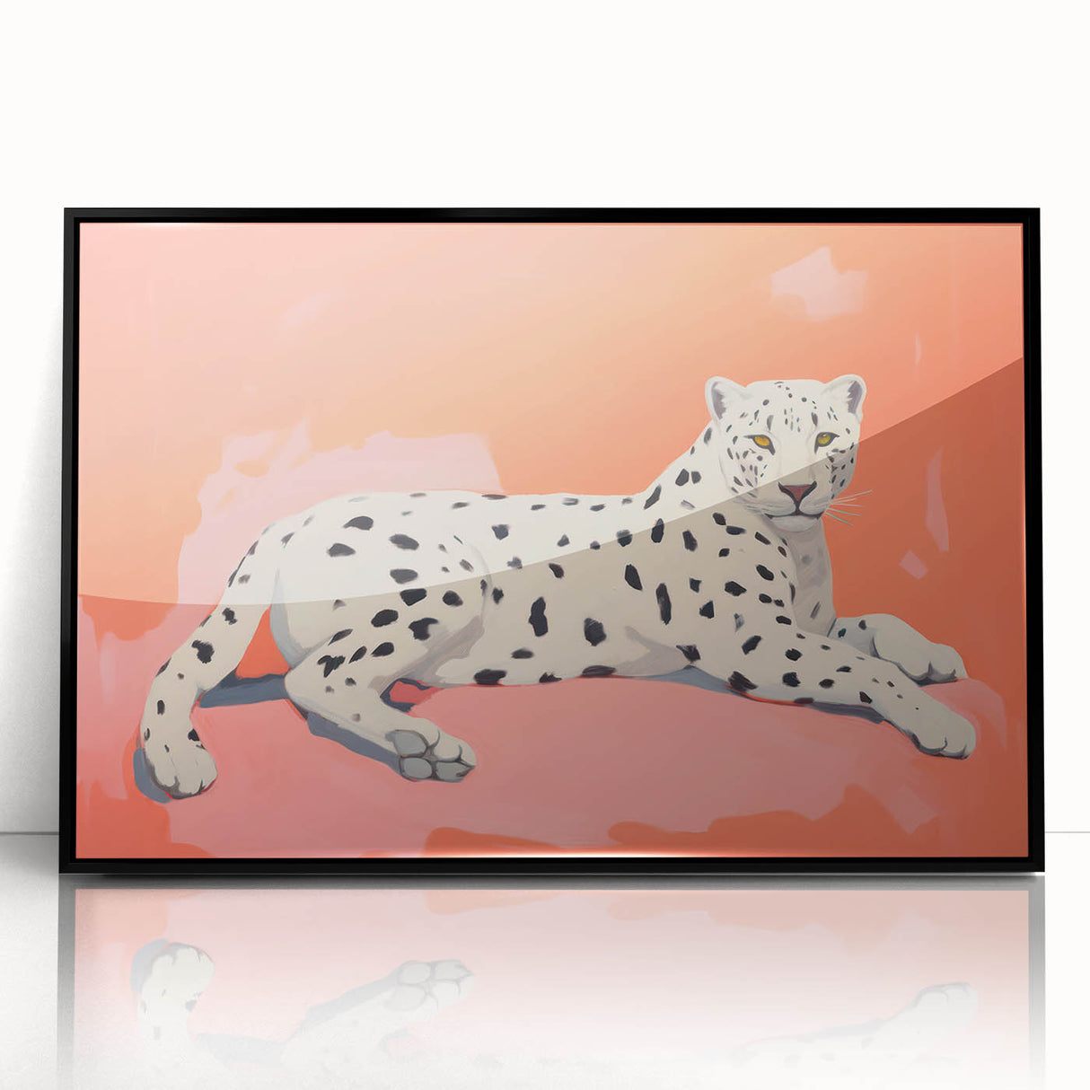 Maximalist Wall Art – Bold Decor Featuring a Leopard on Coral Pink