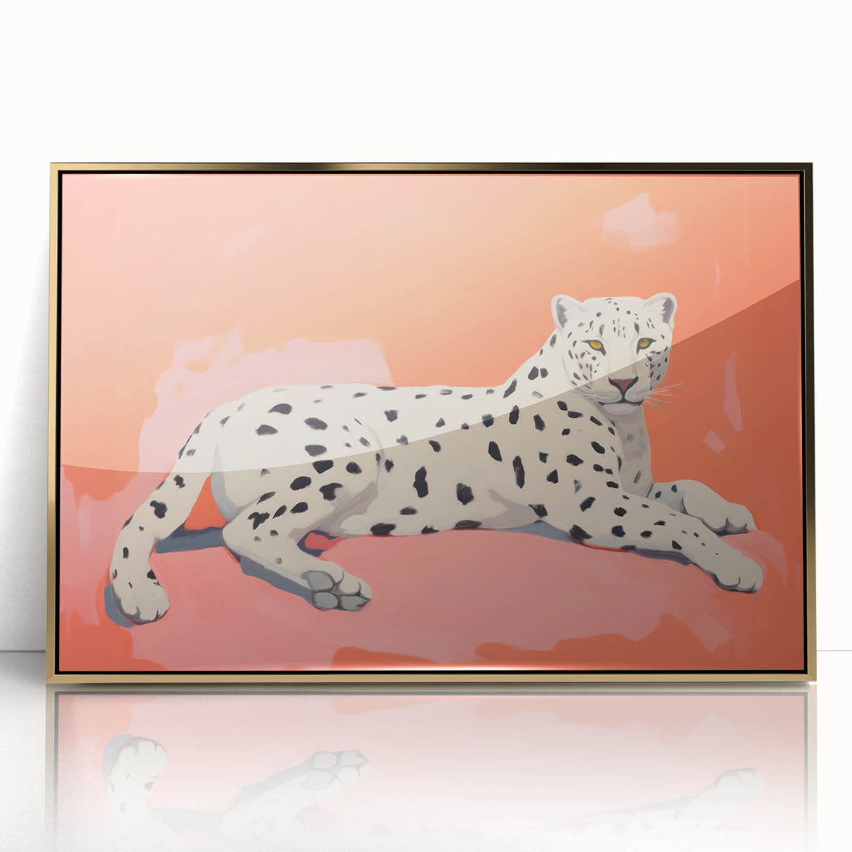 Maximalist Wall Art – Bold Decor Featuring a Leopard on Coral Pink