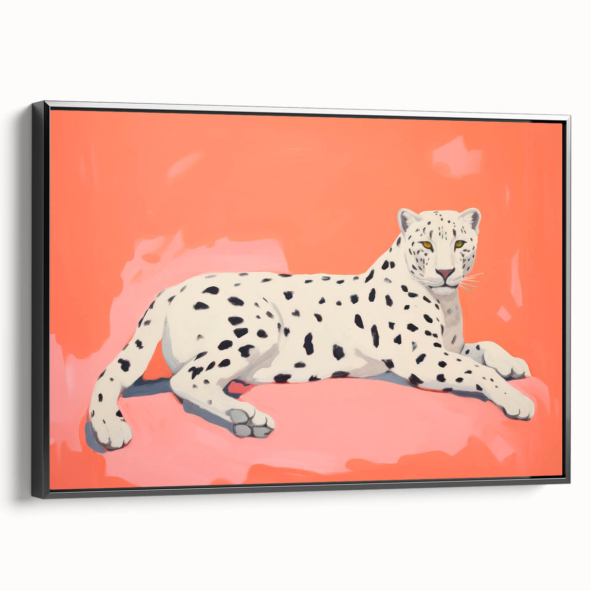 Maximalist Wall Art – Bold Decor Featuring a Leopard on Coral Pink