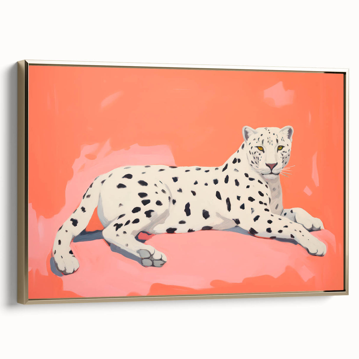 Maximalist Wall Art – Bold Decor Featuring a Leopard on Coral Pink