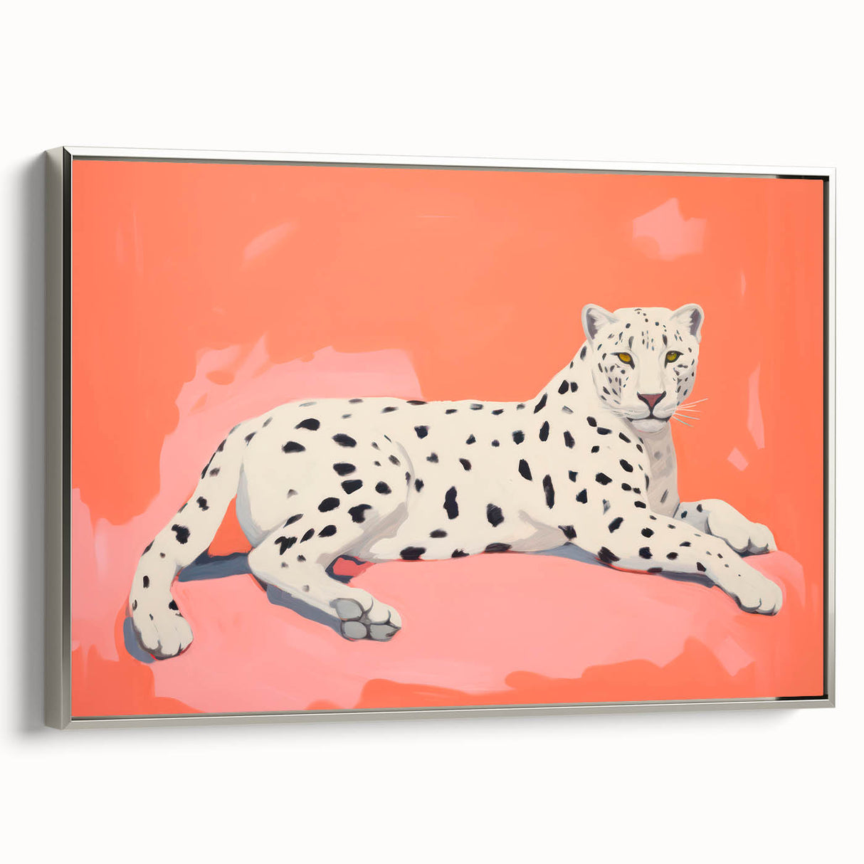 Maximalist Wall Art – Bold Decor Featuring a Leopard on Coral Pink