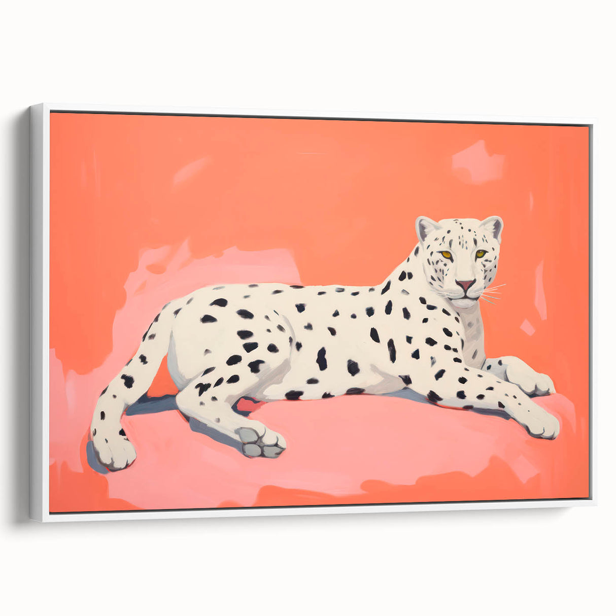 Maximalist Wall Art – Bold Decor Featuring a Leopard on Coral Pink