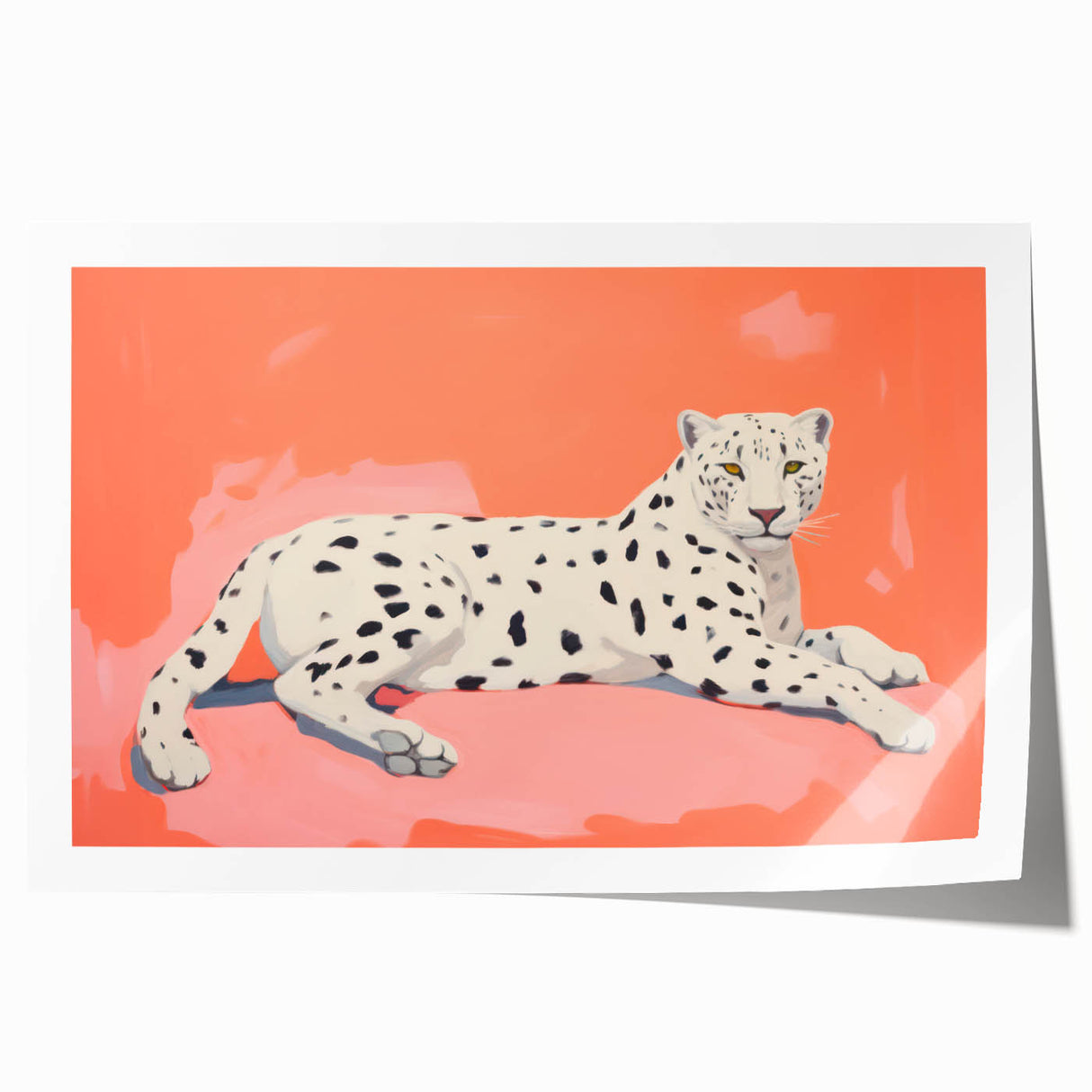 Maximalist Wall Art – Bold Decor Featuring a Leopard on Coral Pink