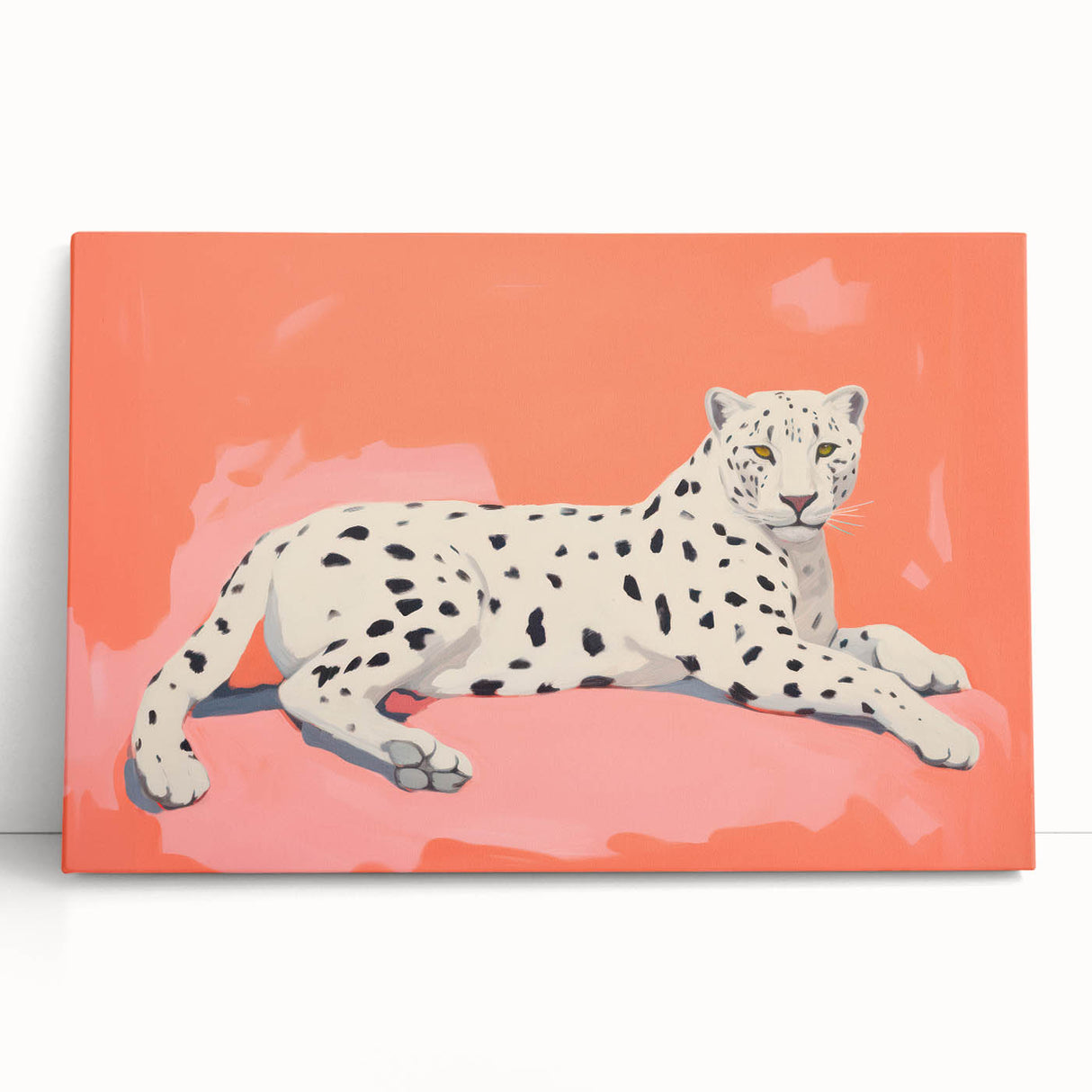 Maximalist Wall Art – Bold Decor Featuring a Leopard on Coral Pink