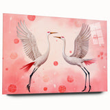 Maximalist Wall Art – Elegant Decor with Dancing Cranes on Pink