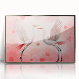 Maximalist Wall Art – Elegant Decor with Dancing Cranes on Pink