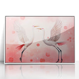Maximalist Wall Art – Elegant Decor with Dancing Cranes on Pink