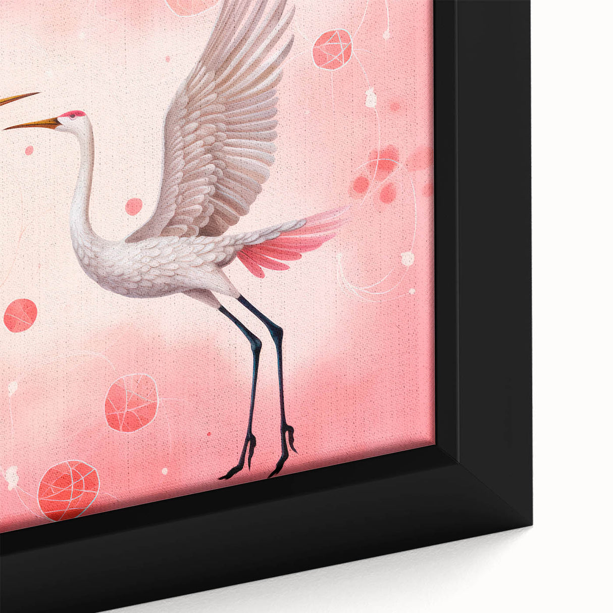 Maximalist Wall Art – Elegant Decor with Dancing Cranes on Pink