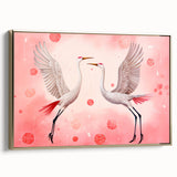 Maximalist Wall Art – Elegant Decor with Dancing Cranes on Pink