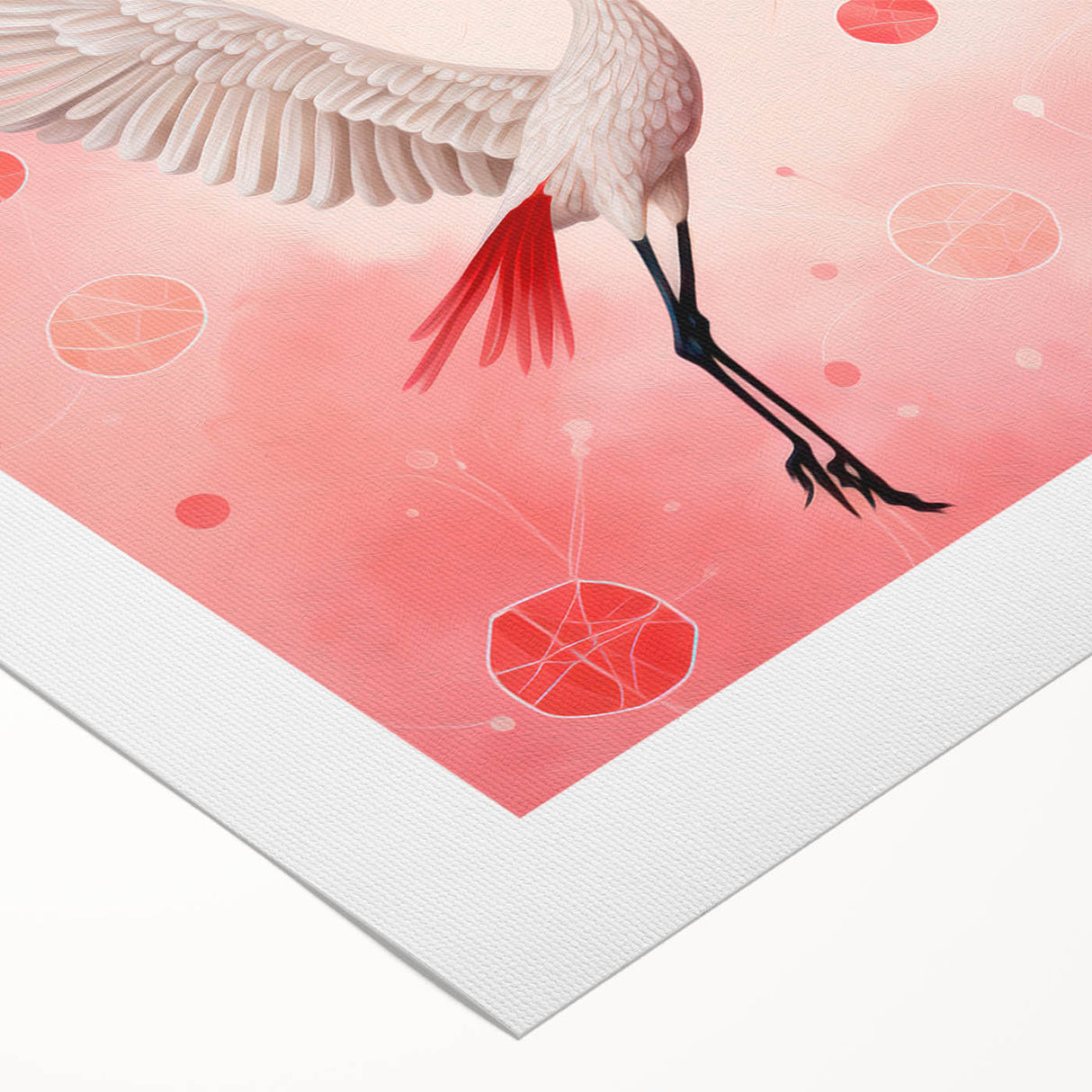 Maximalist Wall Art – Elegant Decor with Dancing Cranes on Pink
