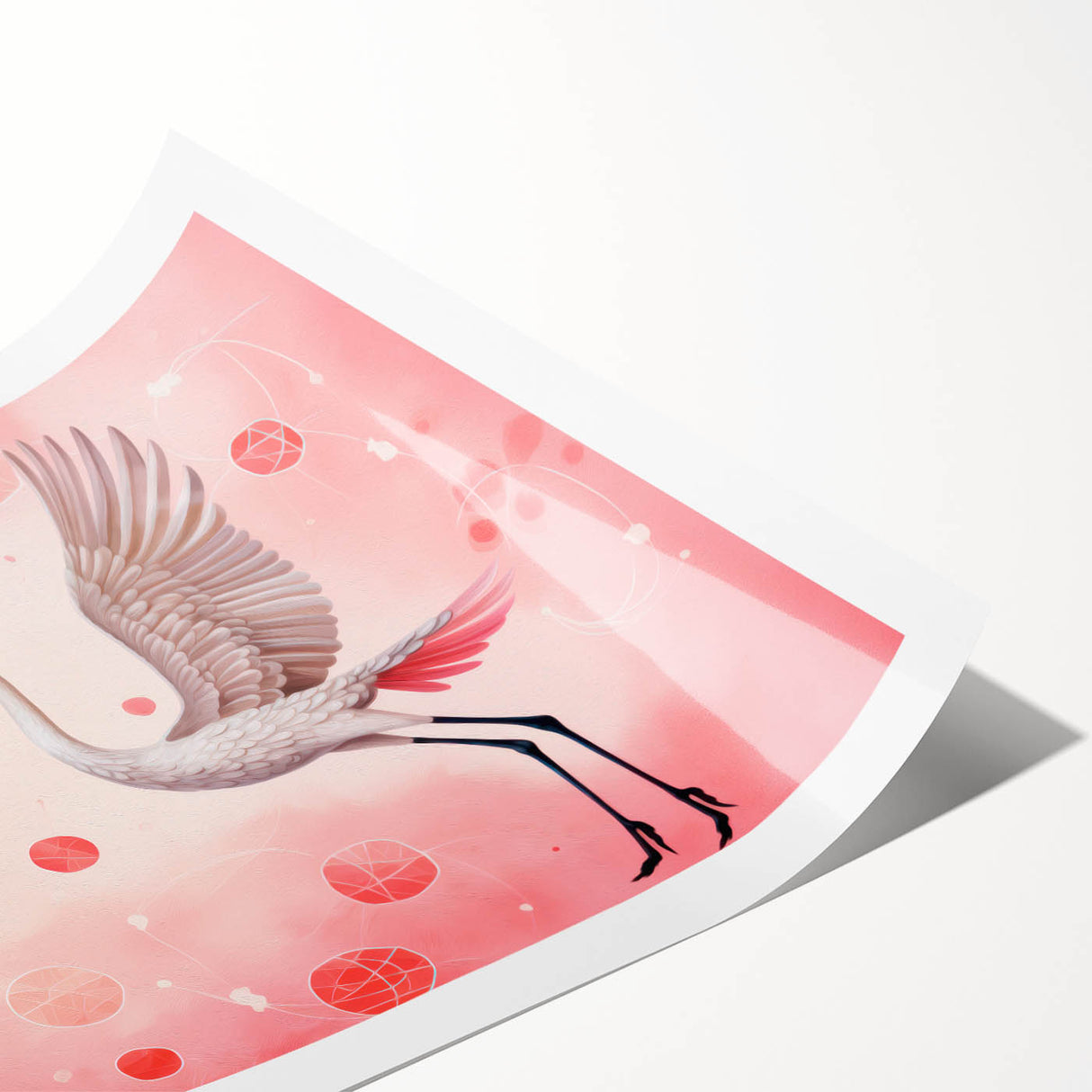 Maximalist Wall Art – Elegant Decor with Dancing Cranes on Pink