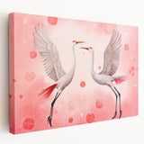 Maximalist Wall Art – Elegant Decor with Dancing Cranes on Pink