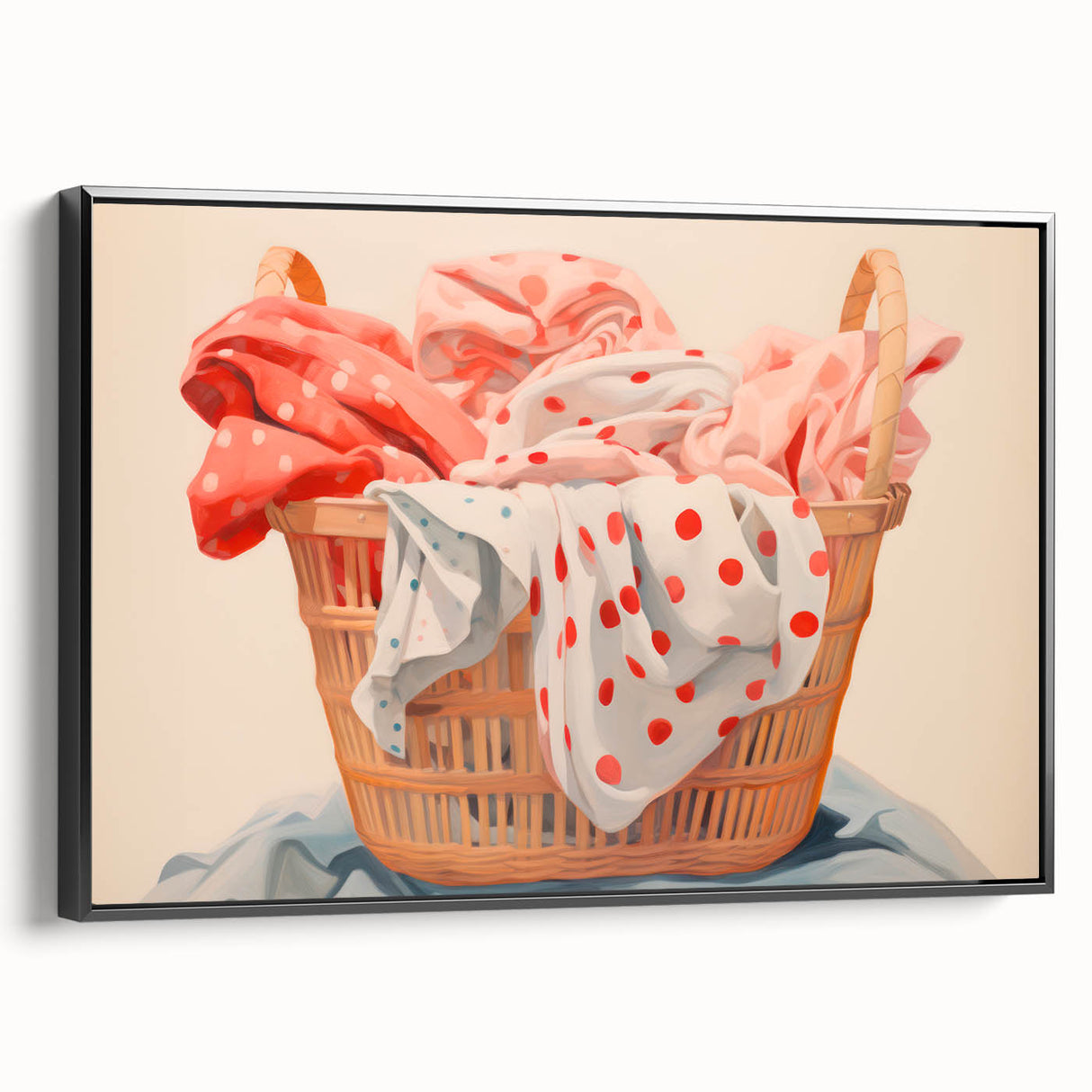 Maximalist Wall Art – Bold Decor with Basket of Polka Dot Fabrics