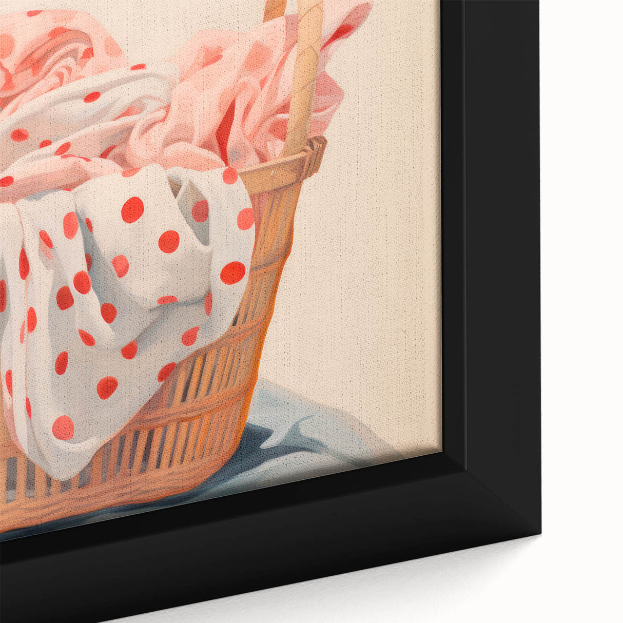 Maximalist Wall Art – Bold Decor with Basket of Polka Dot Fabrics