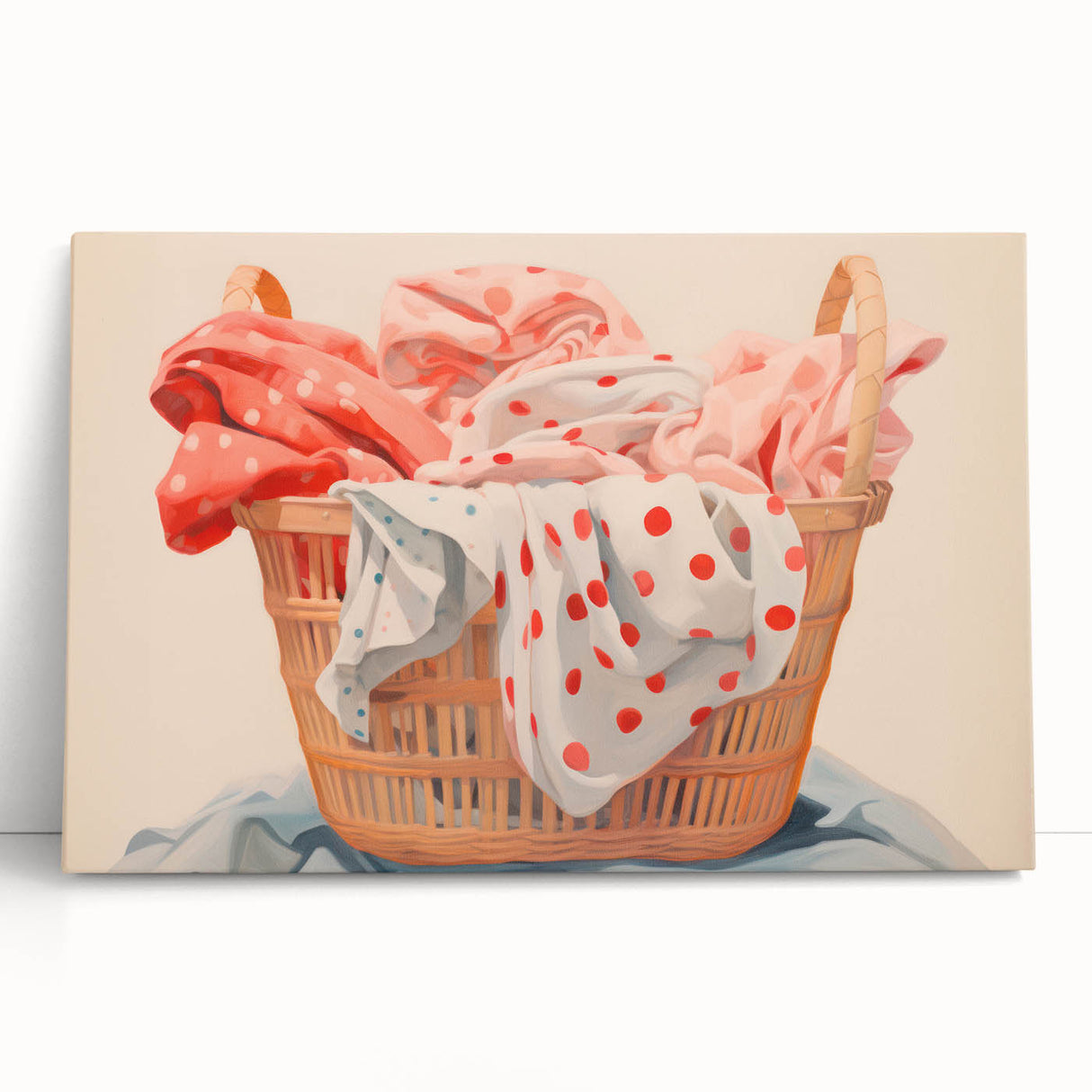 Maximalist Wall Art – Bold Decor with Basket of Polka Dot Fabrics