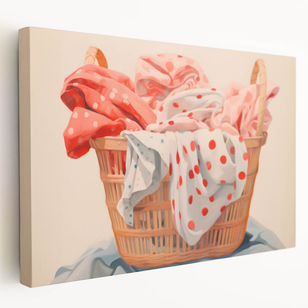 Maximalist Wall Art – Bold Decor with Basket of Polka Dot Fabrics