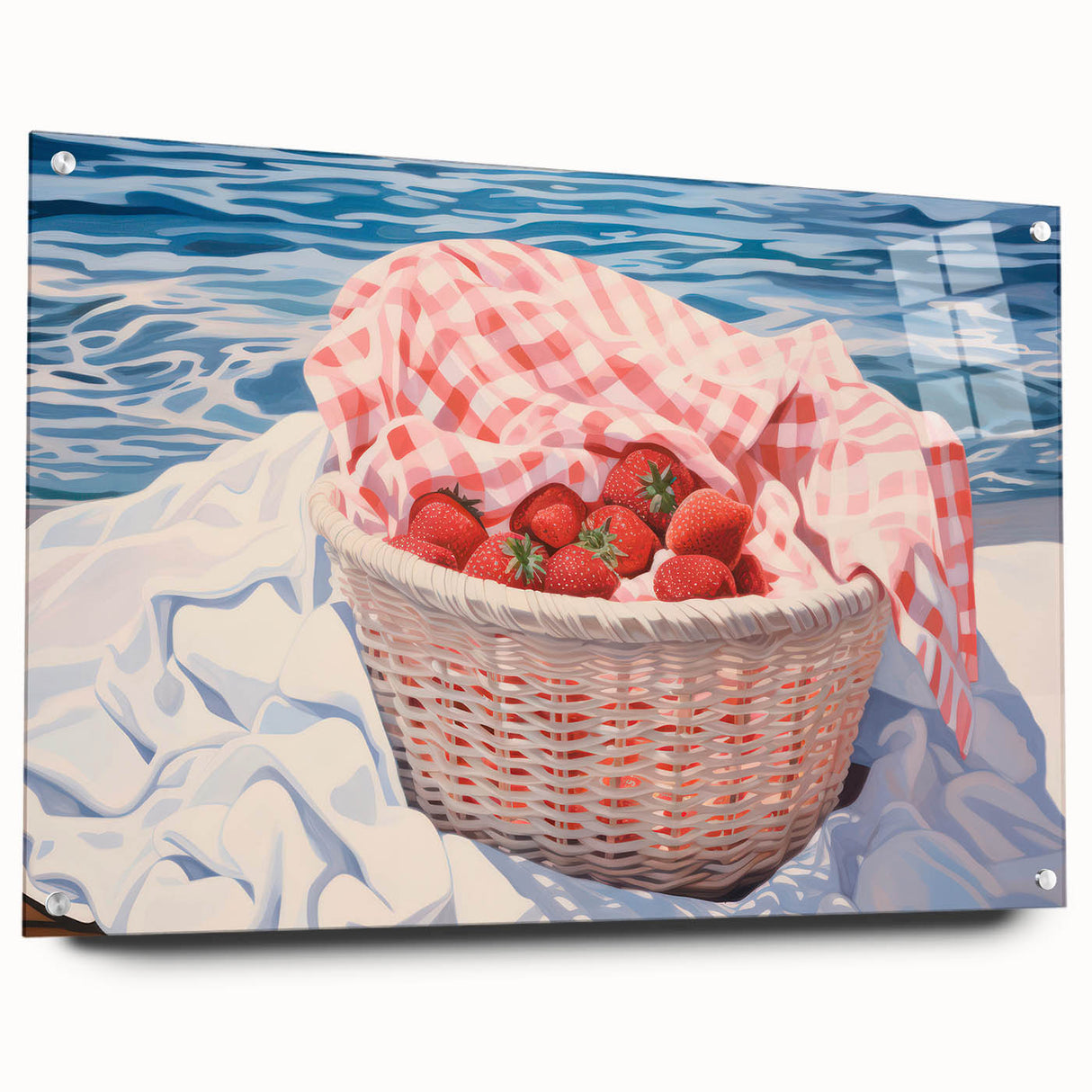 Maximalist Wall Art – Vibrant Decor Featuring Strawberries by the Sea
