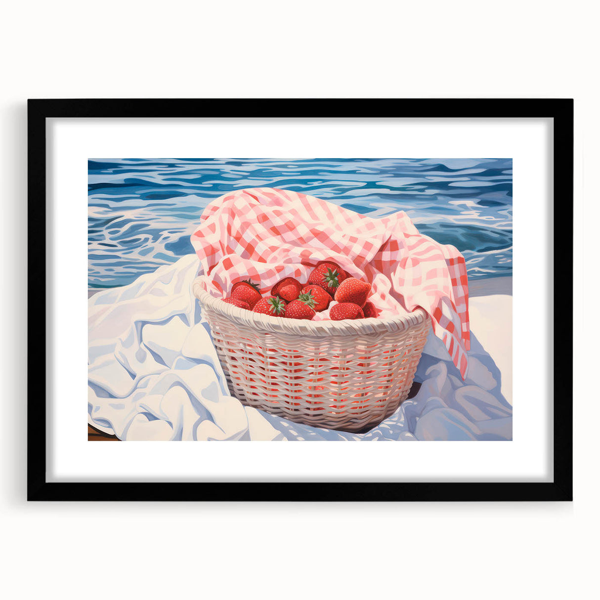 Maximalist Wall Art – Vibrant Decor Featuring Strawberries by the Sea