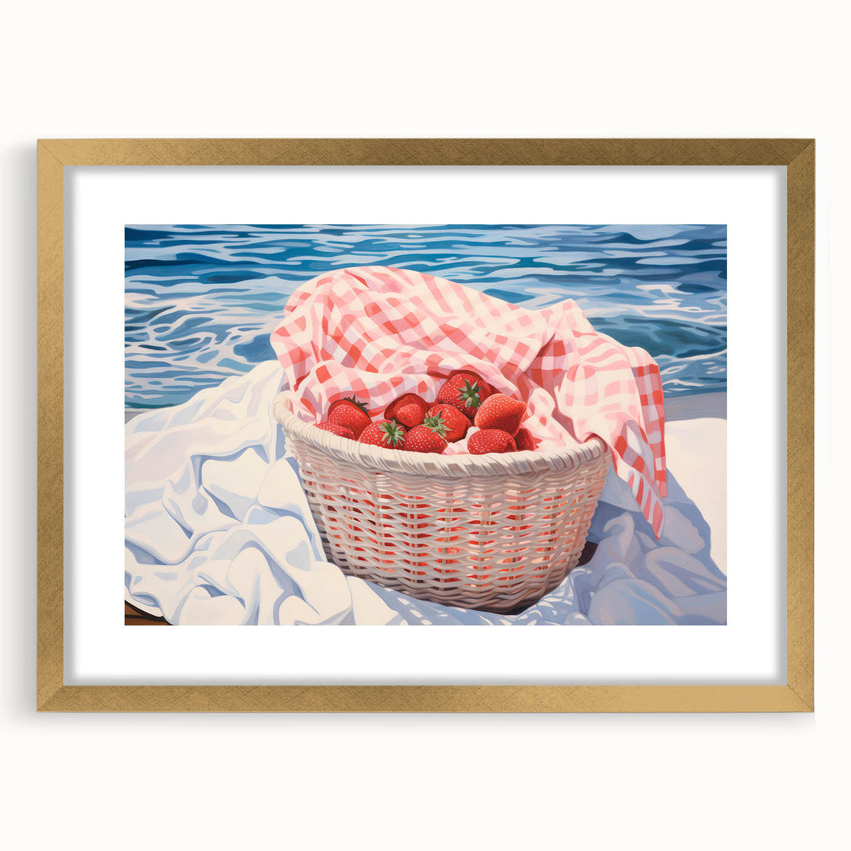 Maximalist Wall Art – Vibrant Decor Featuring Strawberries by the Sea