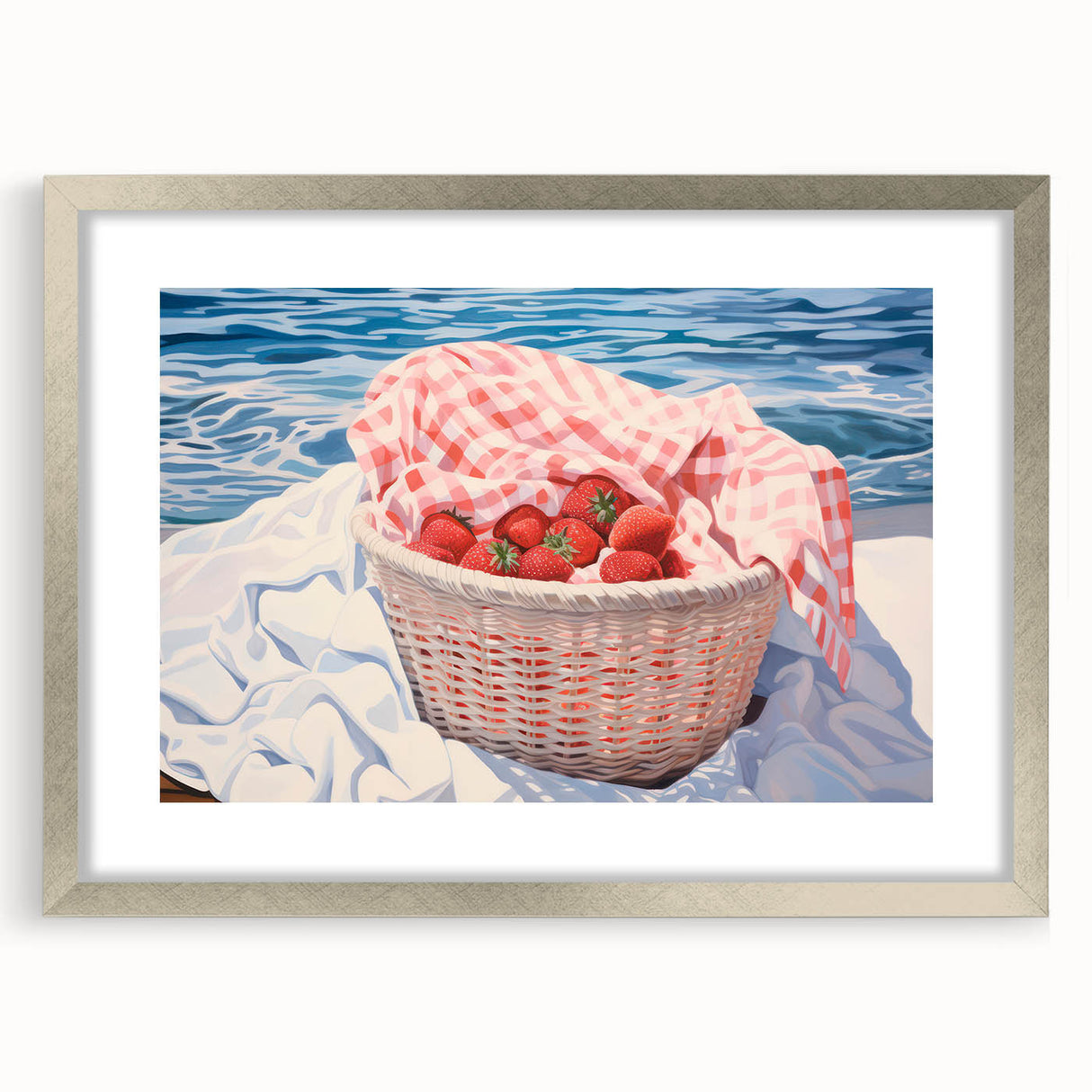 Maximalist Wall Art – Vibrant Decor Featuring Strawberries by the Sea