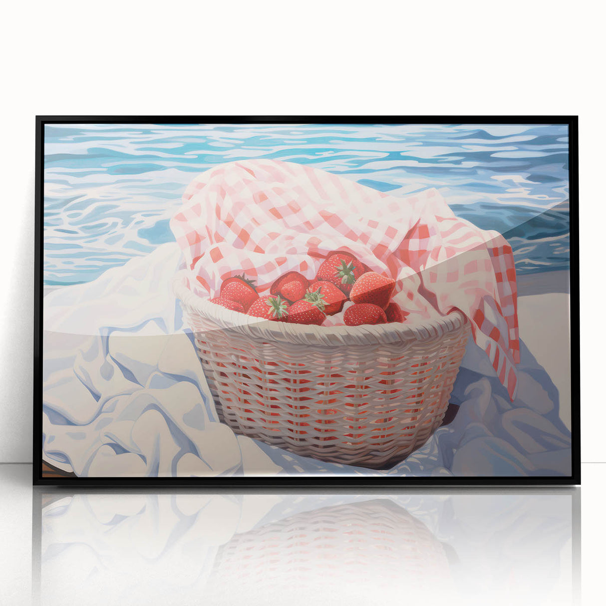 Maximalist Wall Art – Vibrant Decor Featuring Strawberries by the Sea