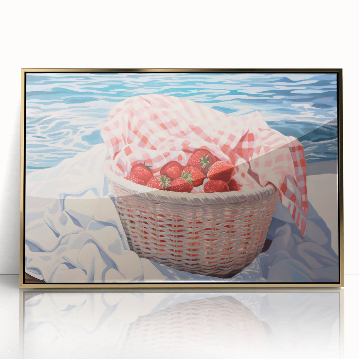 Maximalist Wall Art – Vibrant Decor Featuring Strawberries by the Sea
