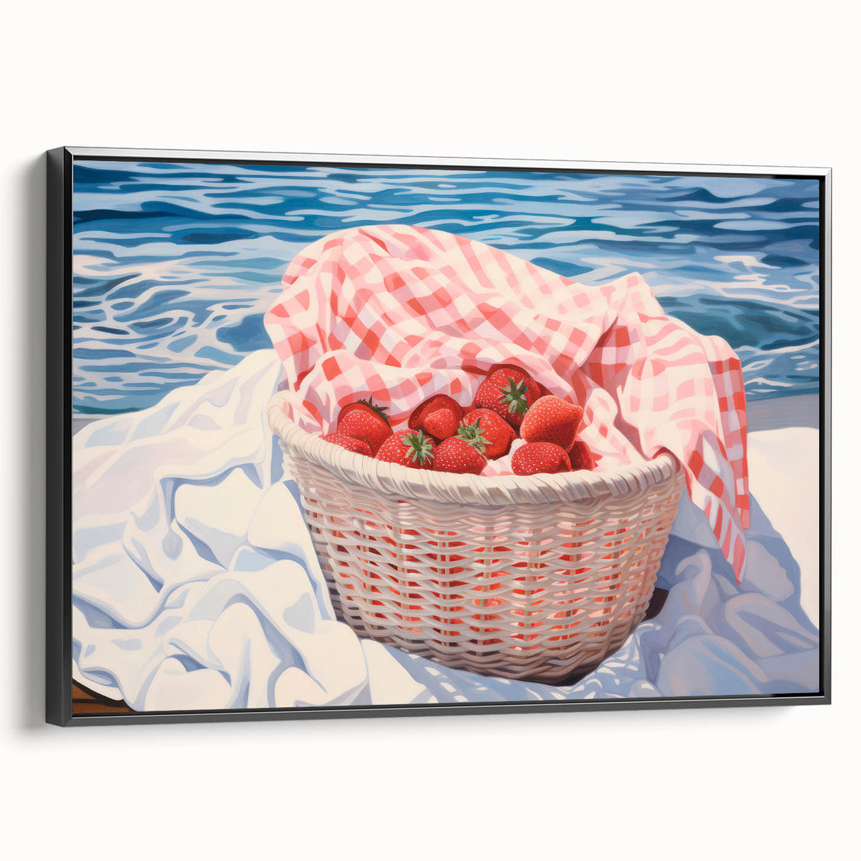 Maximalist Wall Art – Vibrant Decor Featuring Strawberries by the Sea