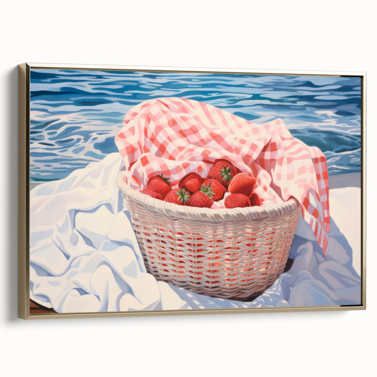 Maximalist Wall Art – Vibrant Decor Featuring Strawberries by the Sea