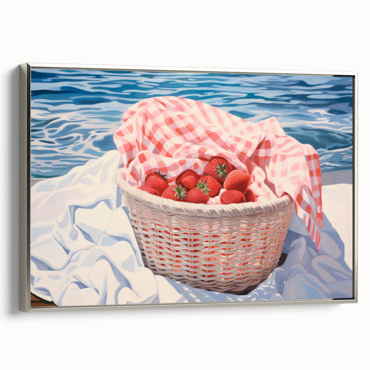 Maximalist Wall Art – Vibrant Decor Featuring Strawberries by the Sea