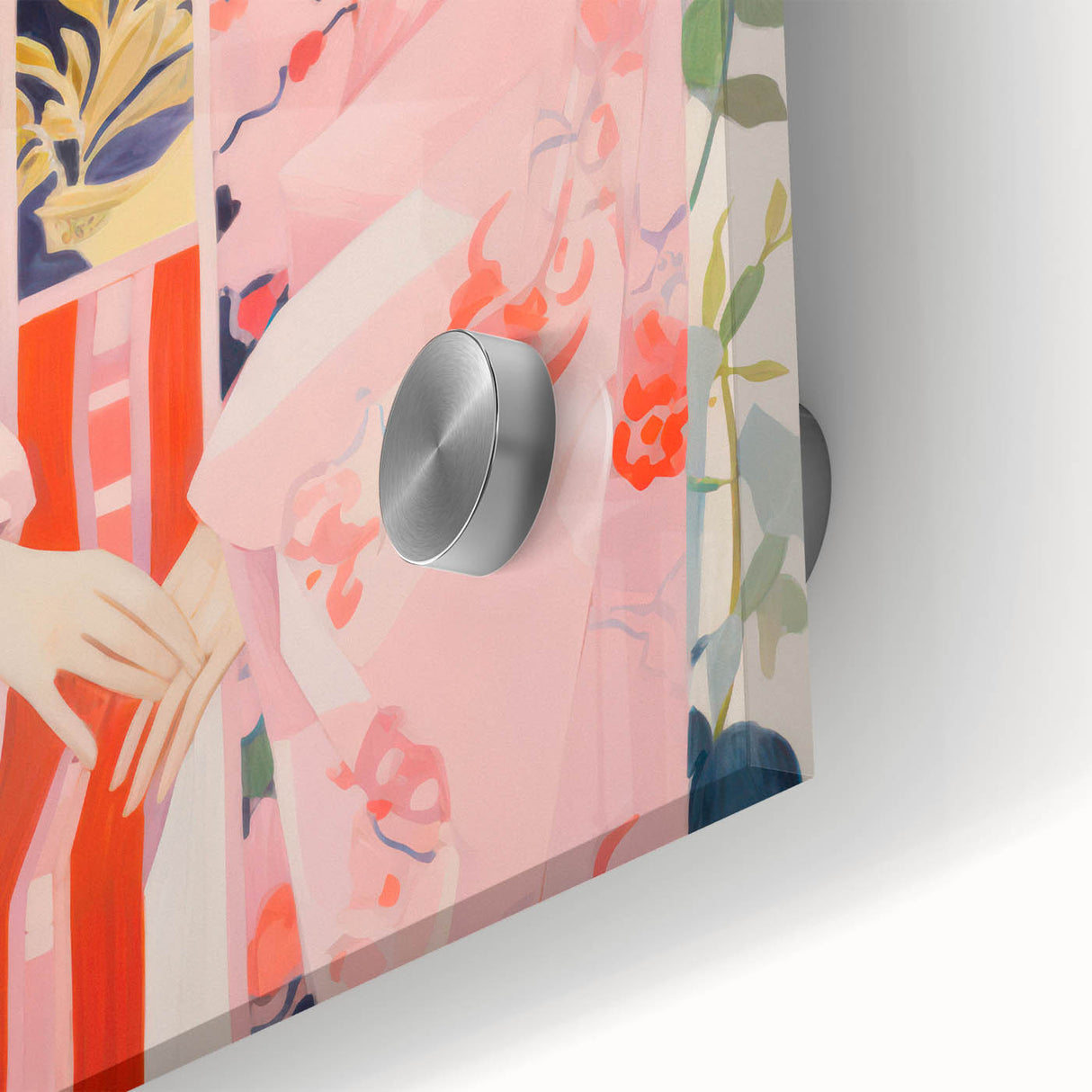 Maximalist Wall Art – Bold and Eclectic Portrait with Floral Accents