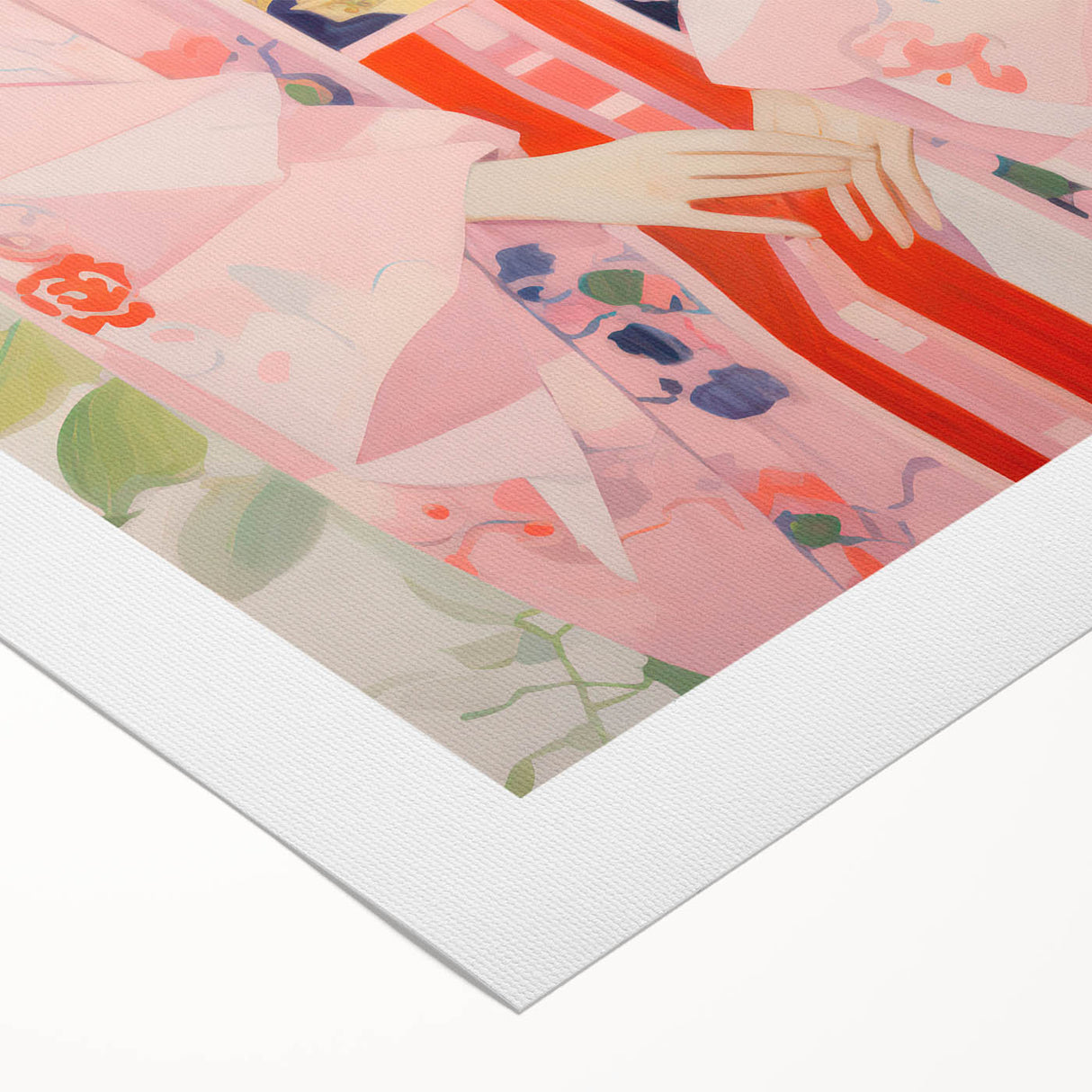 Maximalist Wall Art – Bold and Eclectic Portrait with Floral Accents
