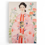 Maximalist Wall Art – Bold and Eclectic Portrait with Floral Accents