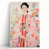 Maximalist Wall Art – Bold and Eclectic Portrait with Floral Accents