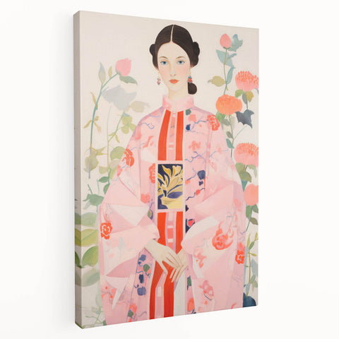 Maximalist Wall Art – Bold and Eclectic Portrait with Floral Accents