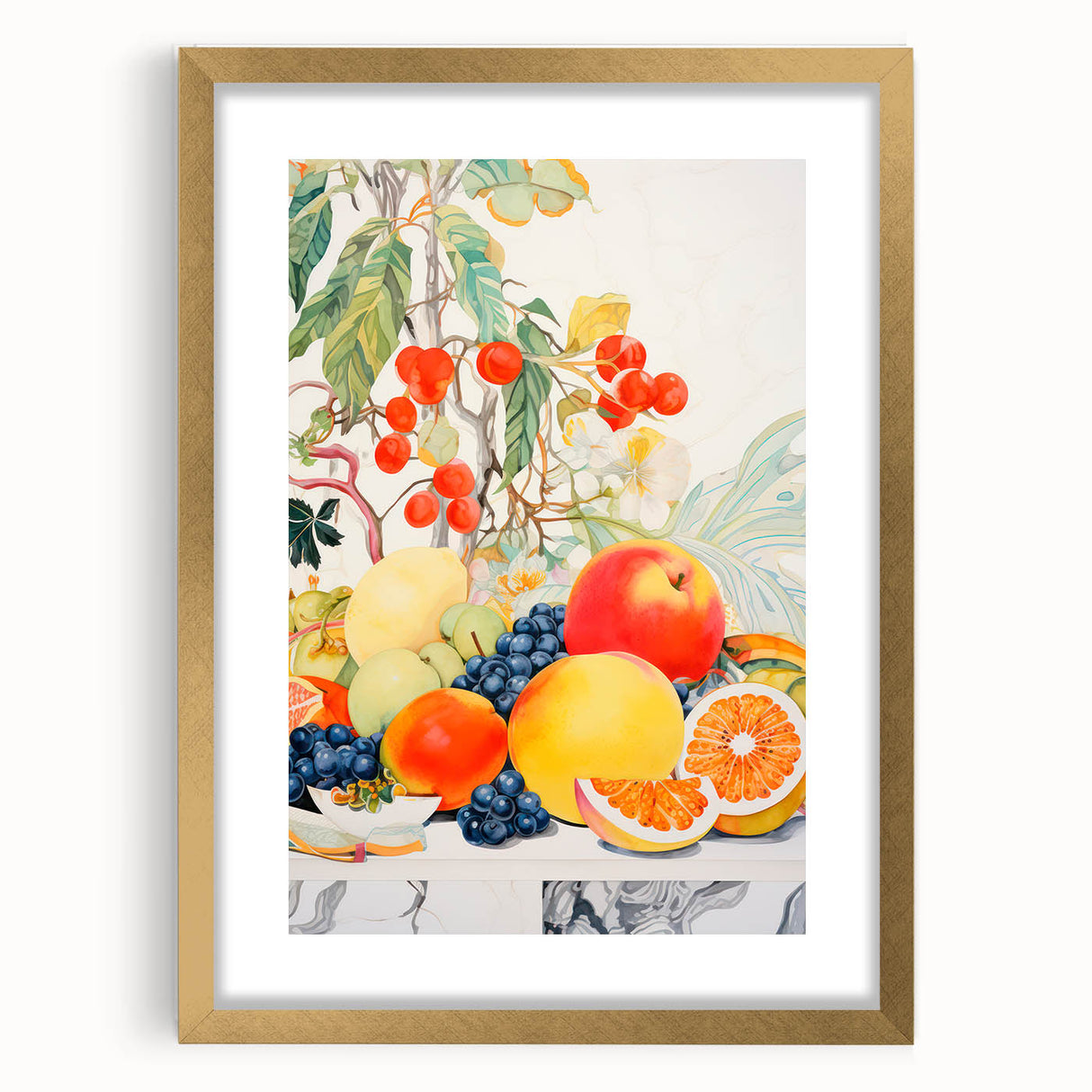 Maximalist Wall Art – Bold and Vibrant Fruit Composition for Home Decor