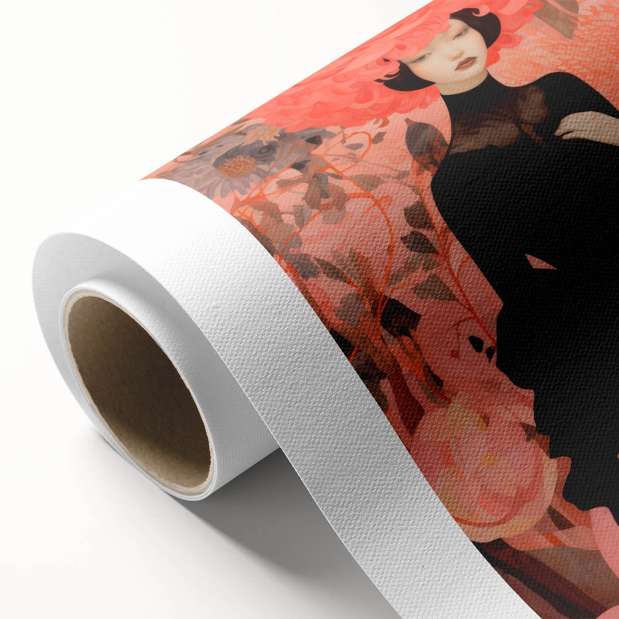 Maximalist Wall Art – Bold Surreal Portrait with Vibrant Floral Details
